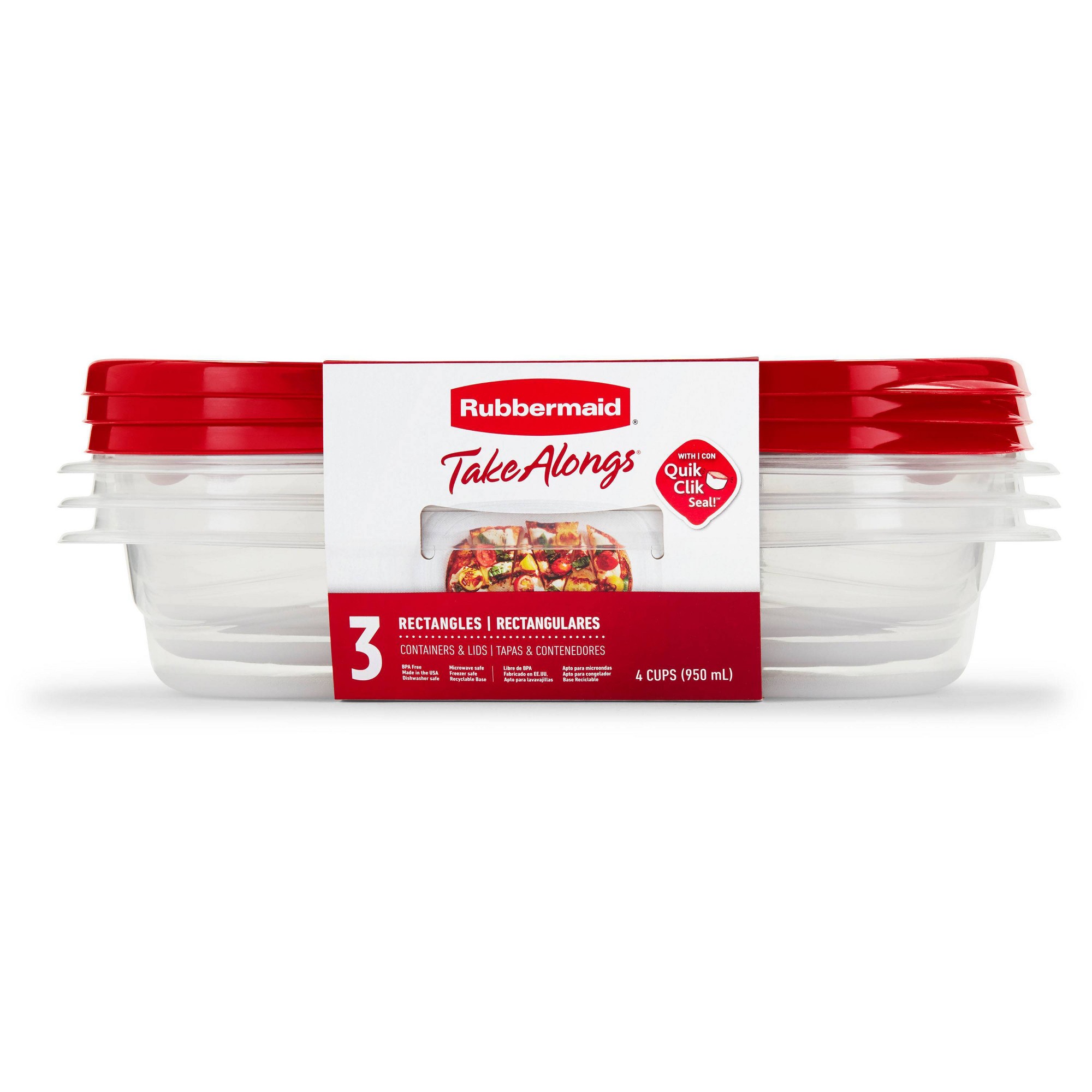Meal Prep Lunch Boxes - 3 шт. красных прямоугольных контейнера для