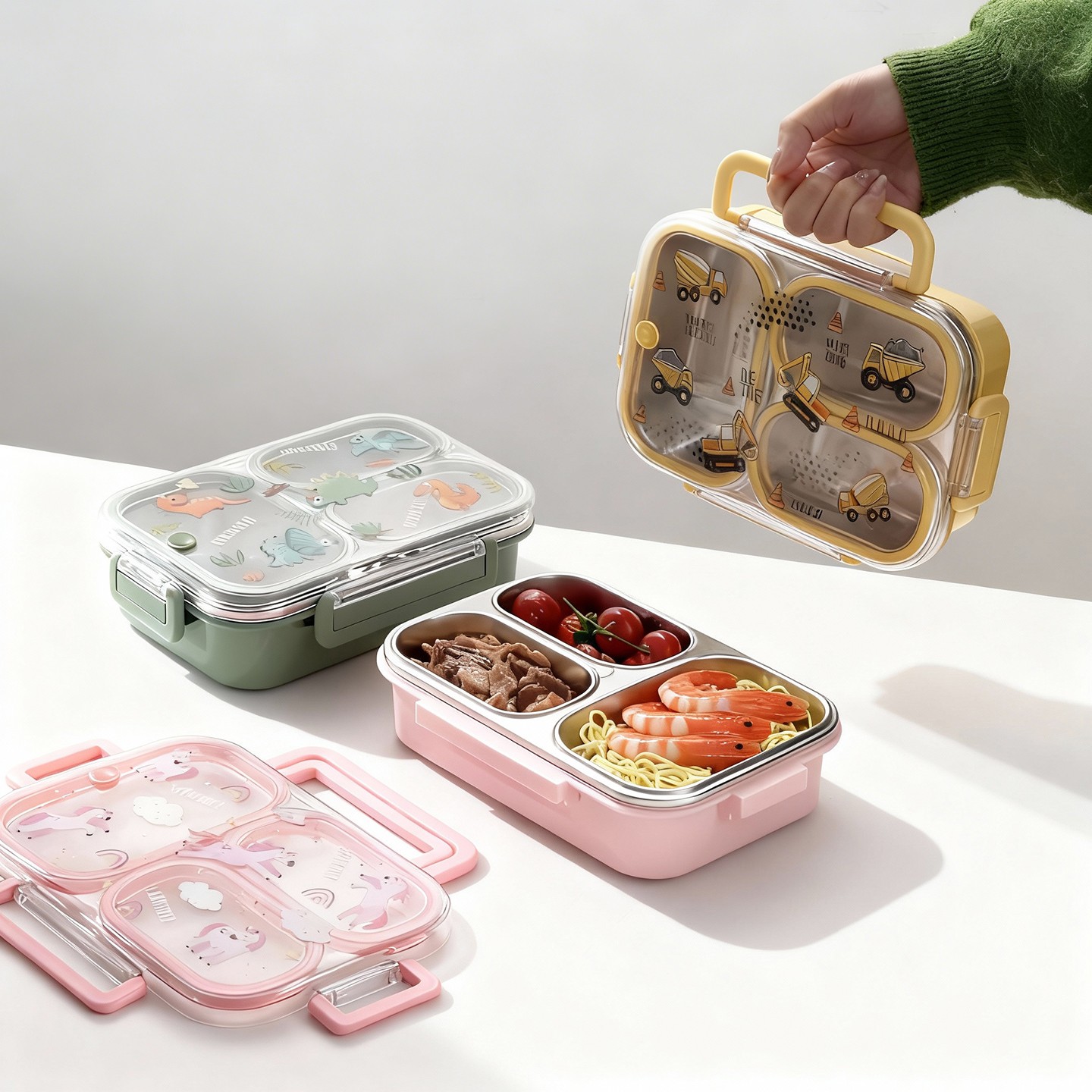 Meal Prep Lunch Boxes - Большой детский ланч-бокс с ручкой, портативный,