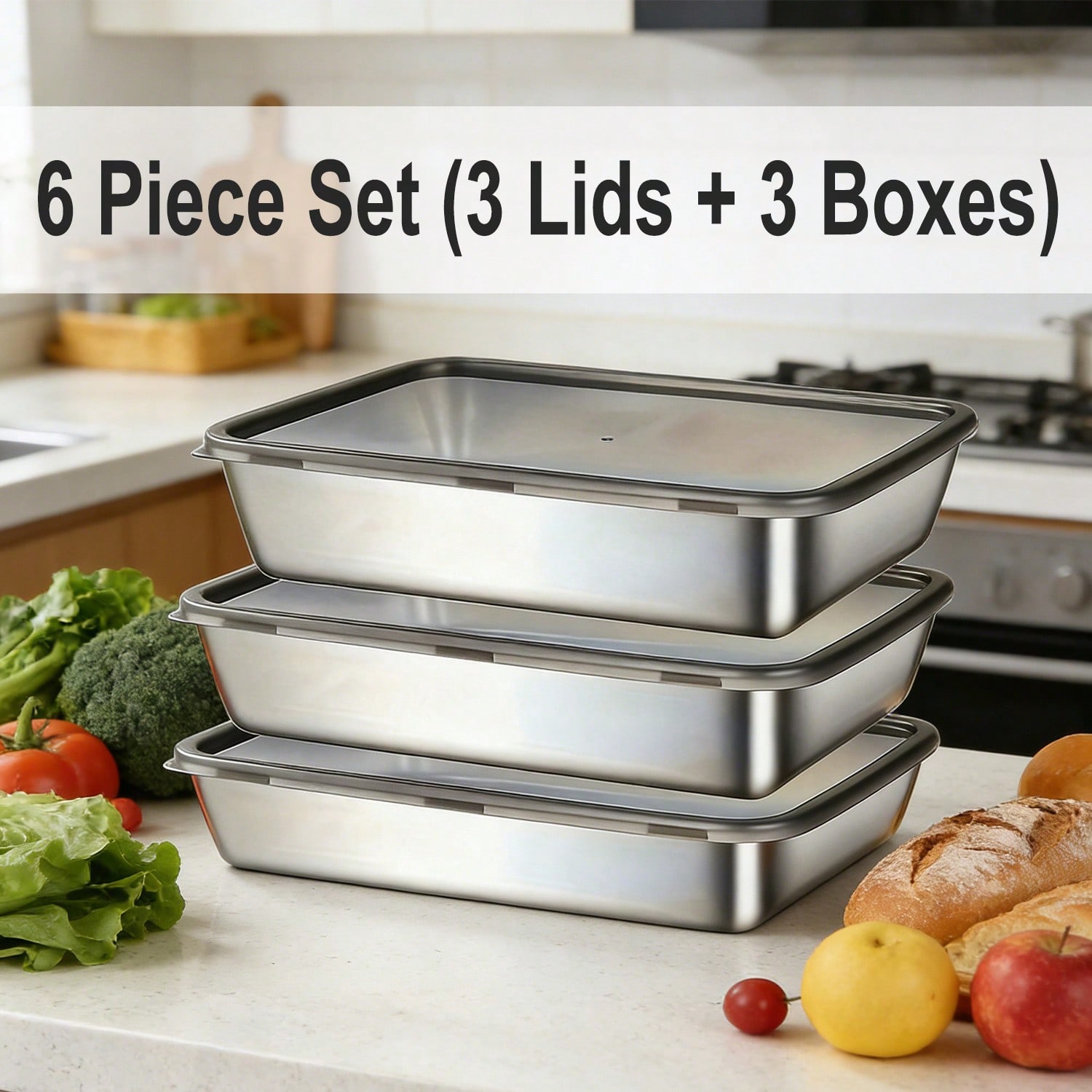 6 шт. (3 коробки + 3 крышки) Н – обзор и цена Meal Prep Lunch Boxes