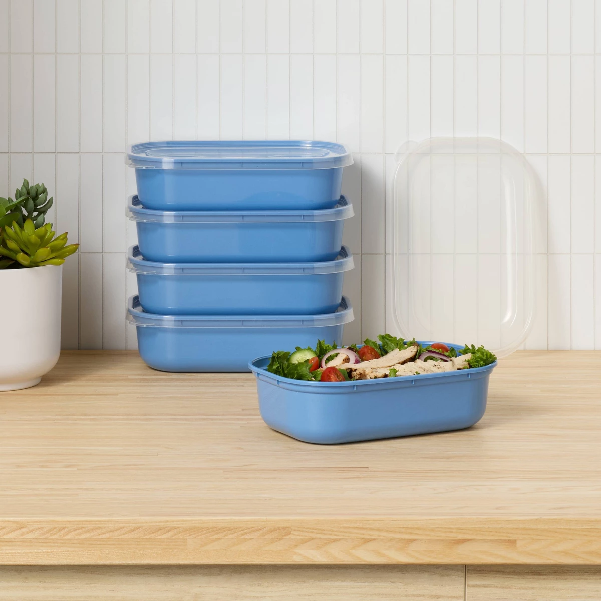 Новые синие пластиковые контей – обзор и цена Meal Prep Lunch Boxes